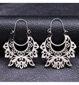 BOUCLE D OREILLE ACIER CREOLE  FLEUR