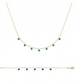 COLLIER PLAQUE OR PIERRE VERTE