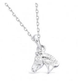 PENDENTIF EN ARGENT MASSIF  925 RHODIE TETE CHEVAL