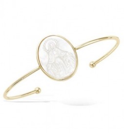 BRACELET PLAQUE OR NACRE MOTIF VIERGE MARIE