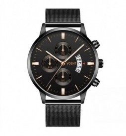 MONTRE MEIBO NOIR CADRAN NOIR AVEC DATE