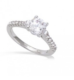 BAGUE EN ARGENT 925 RHODIE SOLITAIRE 4MM TAILLE 56