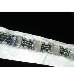 BRACELET ACIER MAILLE CHAINE DE MOTO BIKER ET NOIR 