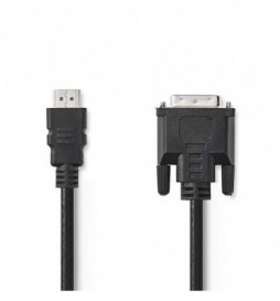 CABLE HDMI VERS DVI 2 METRES MALE 24 +1 BROCHES-NOIR