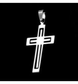 PENDENTIF CROIX ACIER 4X2.5CM