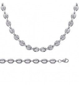 BRACELET ACIER GRAIN DE CAFE 22 CM