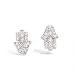 BOUCLE DOREILLES EN ARGENT 925 RHODIE MAIN DE FATMA AVEC OXYDES