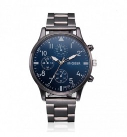 MONTRE MIGEER NOIR CADRAN BLEU