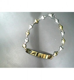 GOURMETTE ACIER DORÉ ET GRIS COEUR ET PAPILLON 19CM