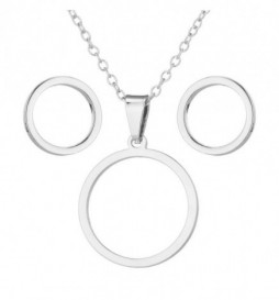 COFFRET COLLIER CERCLE ET BOUCLE D OREILLE ACIER