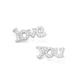 BOUCLE DOREILLES EN ARGENT 925 RHODIE LOVE YOU