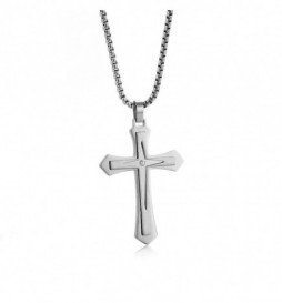 PENDENTIF CROIX ACIER AVEC OXYDE 4X3CM