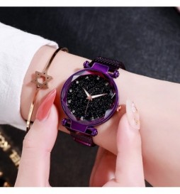 MONTRE NONAME VIOLET CADRAN NOIR
