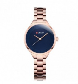 MONTRE CURREN C9015L METAL OR ROSE  CADRAN BLEU