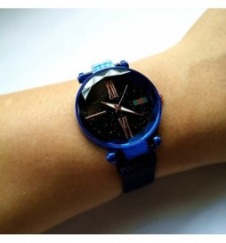 MONTRE NONAME BLEU CADRAN NOIR CHIFFRE OR GOLD