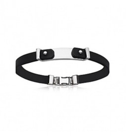 BRACELET ACIER CUIR 21CM