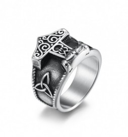 BAGUE ACIER COURONNE CROIX TAILLE 66