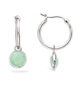 BOUCLE DOREILLES EN ARGENT 925 RHODIE MINI CREOLE MILKY VERT