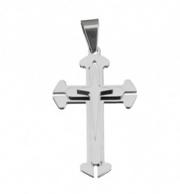 PENDENTIF CROIX ACIER 4X3CM