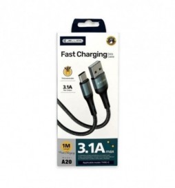 CABLE DE CHARGE JELLICO A20 3.1A USB-C 1M NOIR