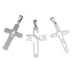 PENDENTIF CROIX ACIER AJOURE 3.5X2.5CM