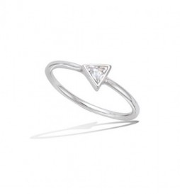 T54 BAGUE EN ARGENT 925 RHODIE SOLITAIRE SERTI CLOS TAILLE 54