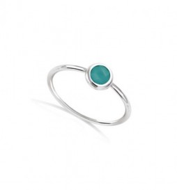 BAGUE EN ARGENT 925 RHODIE SOLITAIRE TURQUOISE TAILLE 56