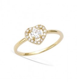 T52 BAGUE EN PLAQUE OR SOLITAIRE COEUR TAILLE 52