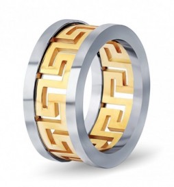 BAGUE ACIER DORÉ TRIBAL TAILLE 64