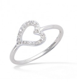BAGUE EN ARGENT 925 RHODIE  COEUR EVIDE  TAILLE 56