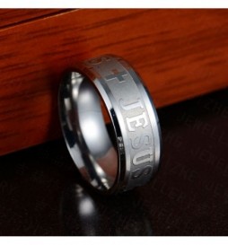 BAGUE ACIER JESUS TAILLE 62