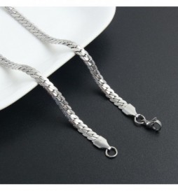 CHAINE ACIER MAILLE SERPENT DIAMANTEE 55CM X0.4MM