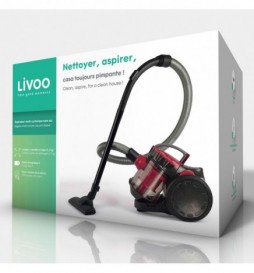 ASPIRATEUR LIVOO  DOH105R ROUGE MULTI-CYCLONIQUE SANS SAC 