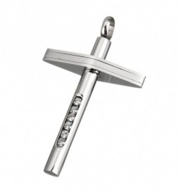PENDENTIF ACIER CROIX AVEC 6 OXYDES