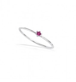 BAGUE EN ARGENT 925 RHODIE SOLITAIRE FUCHSIATAILLE 54