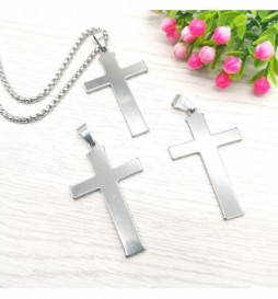 PENDENTIF ACIER CROIX LARGE 