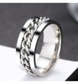 BAGUE ACIER CHAINE SILVER AU MILIEU TAILLE 68