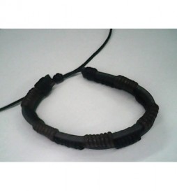 BRACELET EN CUIR  CORDE  MARRON  ET NOIR
