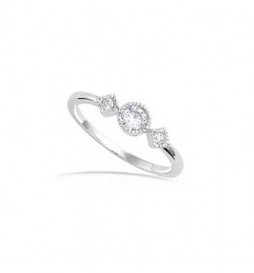 T60 BAGUE EN ARGENT 925 RHODIE SOLITAIRE BOHEME TAILLE 60