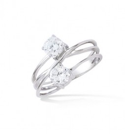 T52 BAGUE EN ARGENT 925 RHODIE TOI ET MOI TAILLE 52