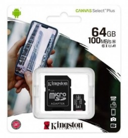 CARTE MICROSDXC 64GO KINGSTON + ADAPTATEUR CANVAS SELECT PLUS SDCS2  