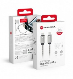 CABLE FORCELL TYPE C VERS TYPE C C239 5A/20V PD 100W  CHARGE RAPIDE E-MARK METAL ARGENT 1M