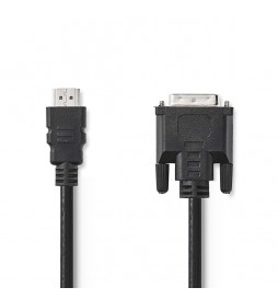 CABLE HDMI VERS DVI 2 METRES MALE 24 +1 BROCHES-NOIR