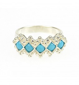 BAGUE FIANCAILLE  TURQUOISE ARGENT 925 TAILLE 68