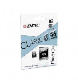 CARTE MICRO SDHC EMTEC 16GB  + ADAPTATEUR CL10 CLASSIC