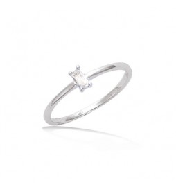 BAGUE EN ARGENT 925 RHODIE  SOLITAIRE AVEC OXYDE BLANC RECTANGLE TAILLE 52