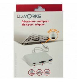 ADAPTADOR ITWORKS USB-C  VGA | USB-C | USB 3.0