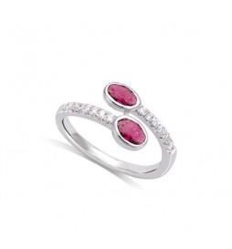 BAGUE EN ARGENT 925 RHODIE OXYDES COULEUR RUBIS TAILLE 56
