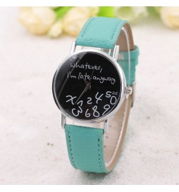 MONTRE WHATEVER I'M LATE ANYWAY TURQUOISE CADRAN NOIR 