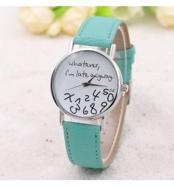 MONTRE WHATEVER I'M LATE ANYWAY TURQUOISE CADRAN BLANC